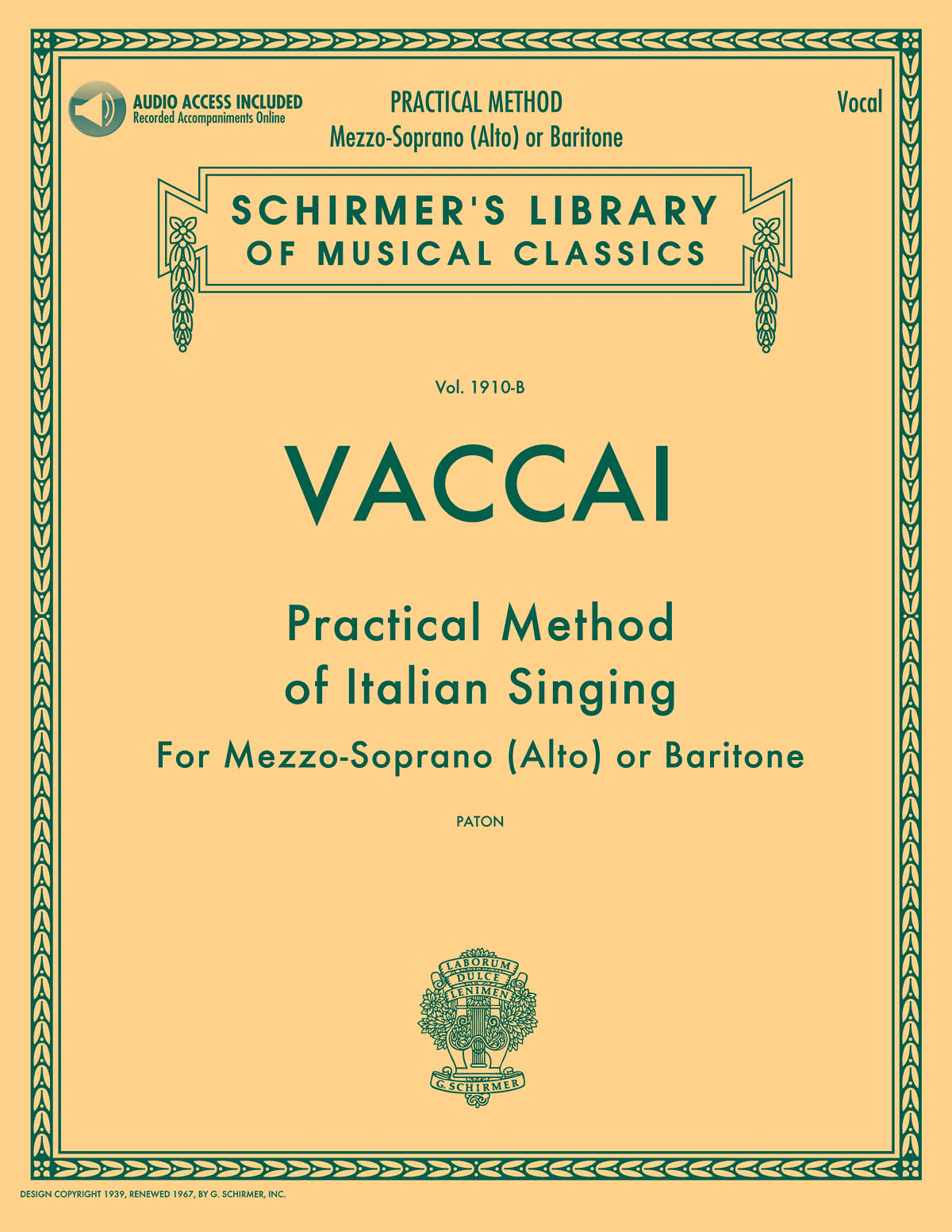 Practical Method of Italian Singing  - for Mezzo Soprano (Alto) or Baritone - učebnice zpěvu