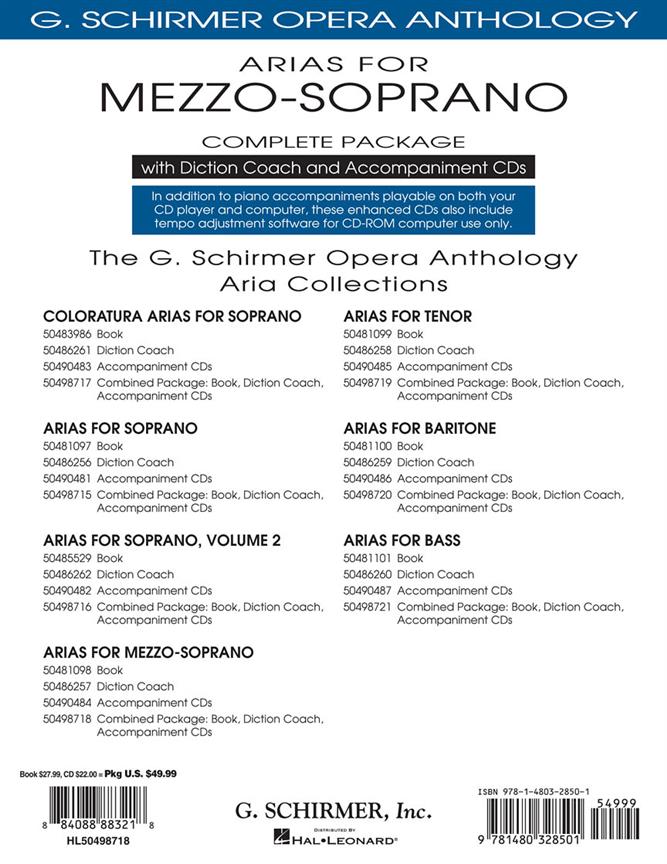Arias For Mezzo-Soprano - Complete Package - Mezzo-Soprano a klavír