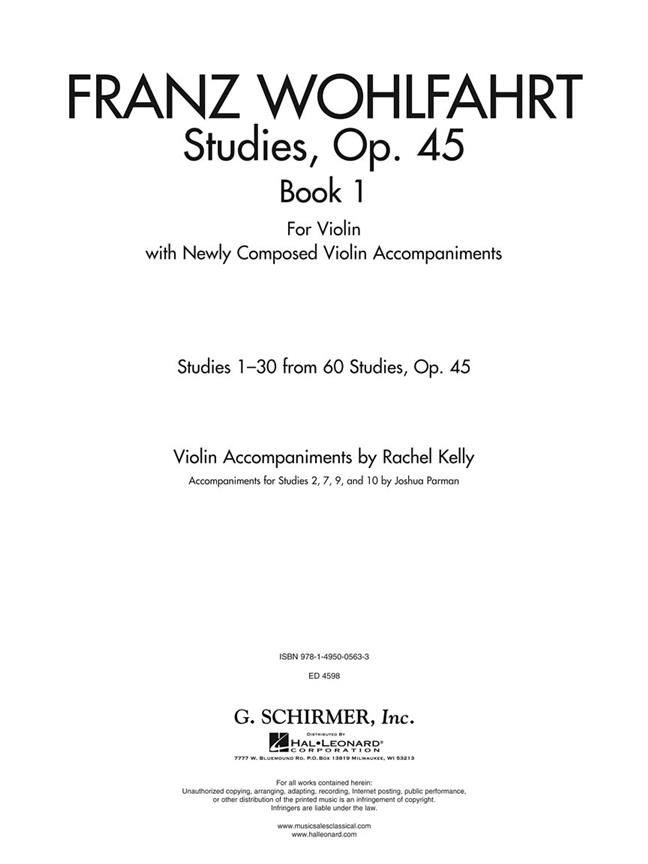 Studies, Op. 45 - Book I - For Violin with Newly Composed Violin Accompaniments - pro housle