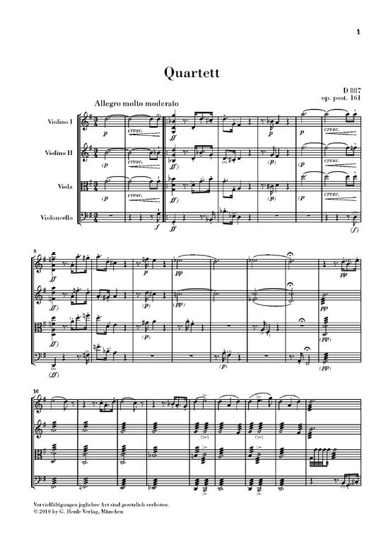 String Quartet In G Major Op. post. 161 D 887