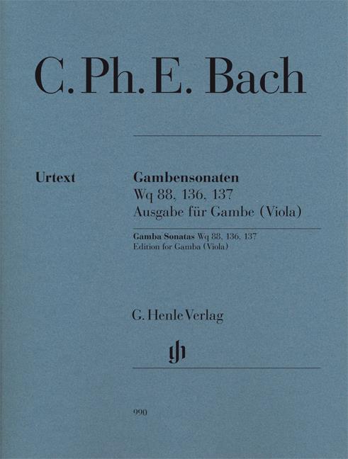 Gambensonaten Wq 88, 136, 137 - Edition for Gamba (Viola) noty pro violu