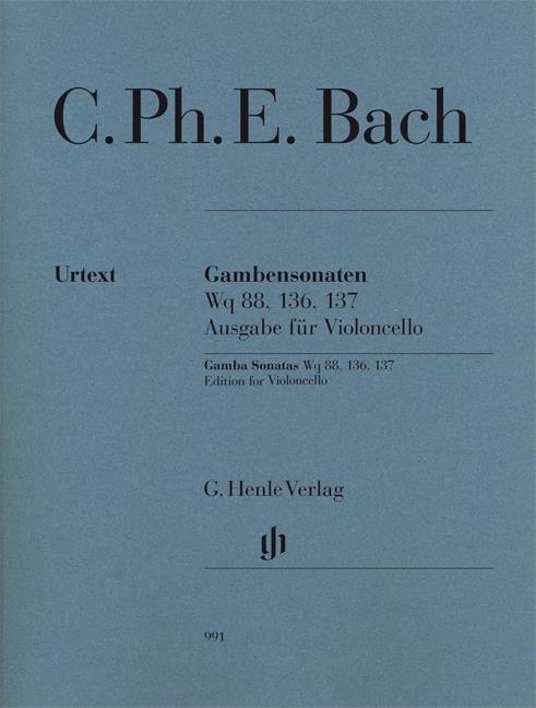 Gambensonaten Wq 88, 136, 137 - Edition for Violoncello noty pro violoncello a klavír