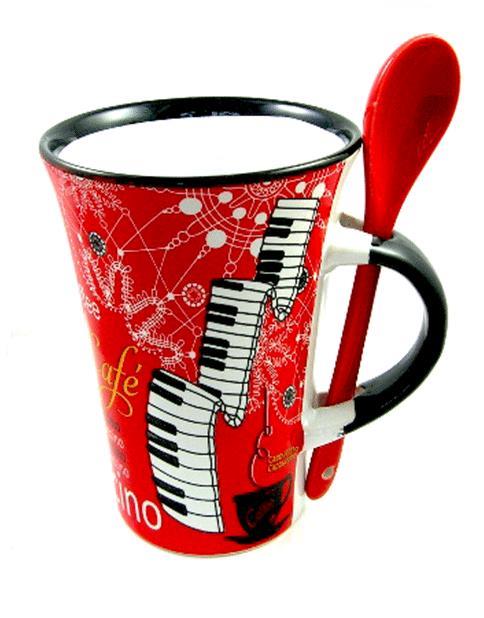 Little Snoring Gifts: Cappuccino Mug With Spoon – Violin (Black)