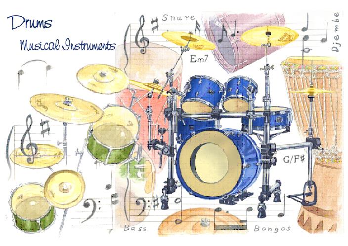 Little Snoring Gifts: 7x5 Greetings Card - Drums Design