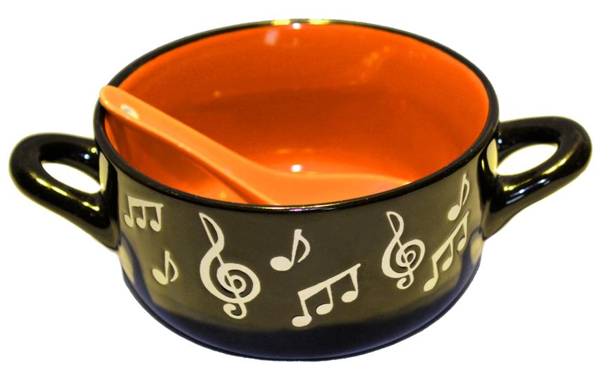 Little Snoring Gifts: Music Note Bowl With Spoon - Orange