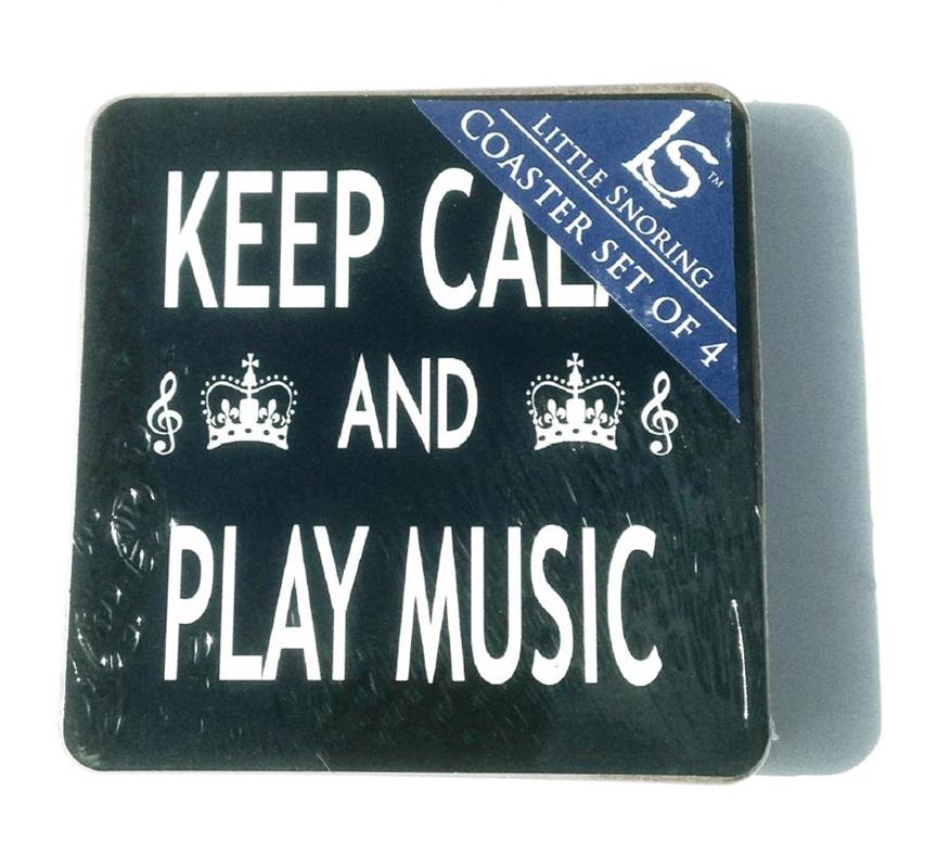 Little Snoring Gifts: Keep Calm And Play Music Coasters - Pack Of Four