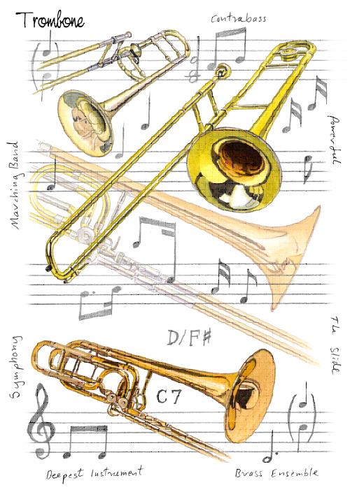 Little Snoring Gifts: 7x5 Greetings Card - Trombone Design