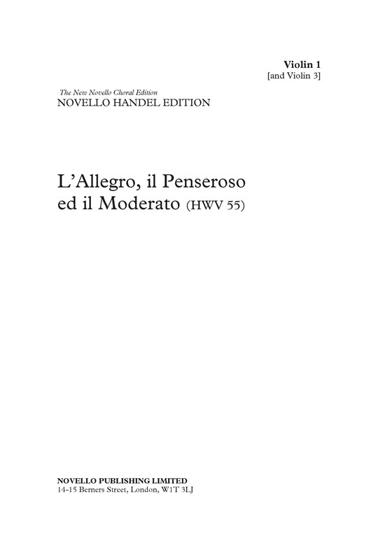 G.F. Handel (Ed. Donald Burrows): L’Allegro, il Penseroso ed il Moderato (Full Score)
