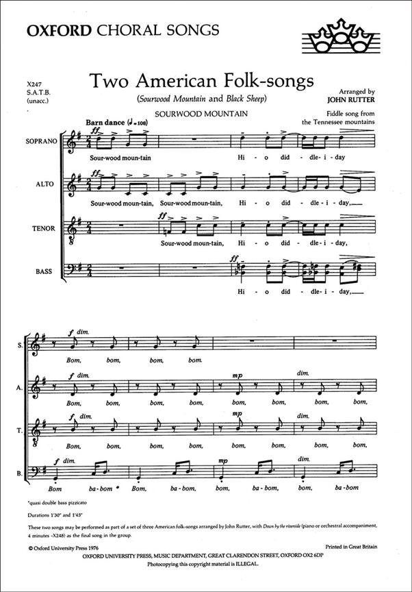 Two American Folk-songs - pro sbor SATB