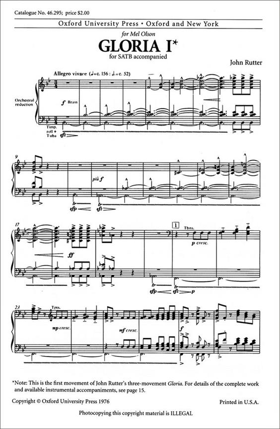 Gloria - First Movement - pro sbor SATB and Accompaniment