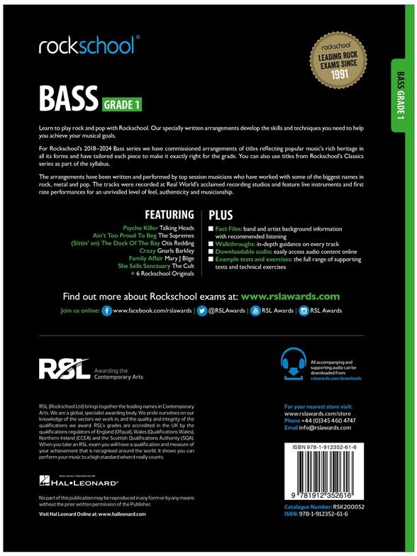 Rockschool Bass Grade 1 2018+ noty pro basovou kytaru