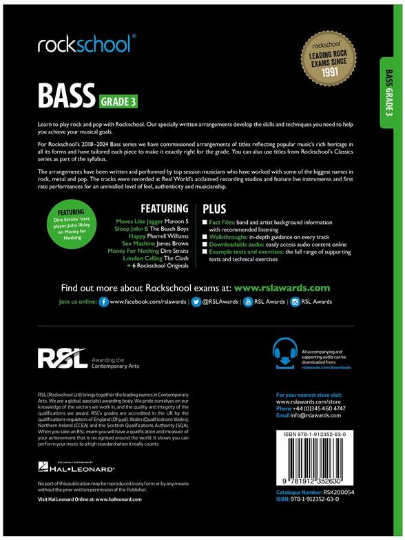 Rockschool Bass Grade 3 2018+ noty pro basovou kytaru