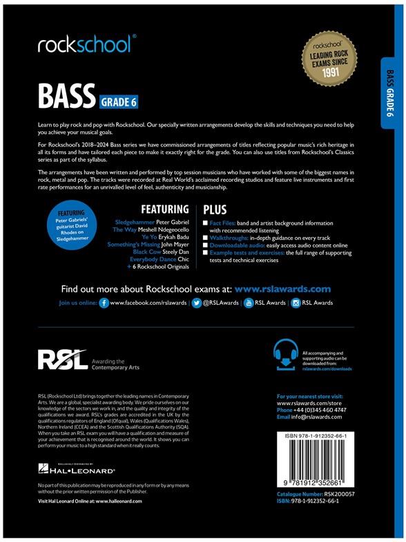 Rockschool Bass Grade 6 2018+ noty pro basovou kytaru