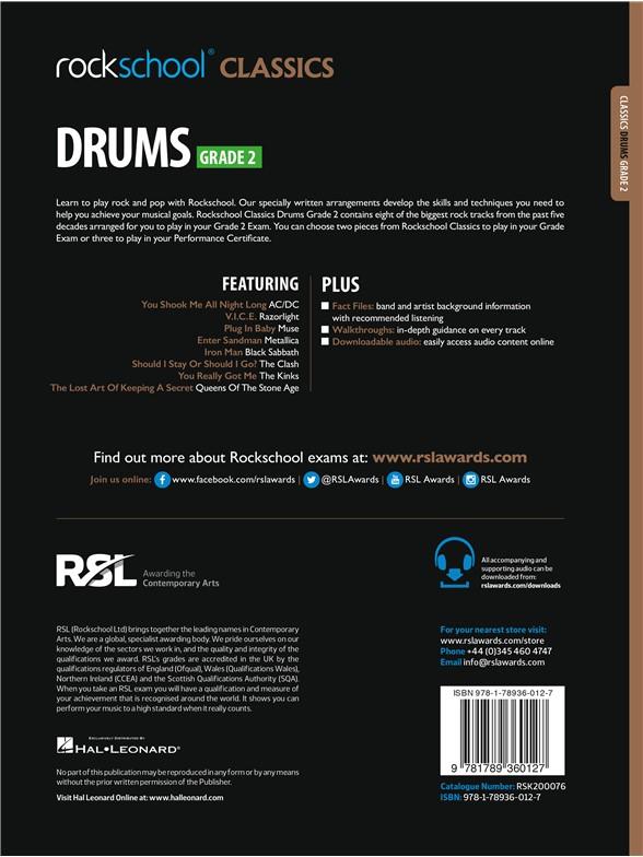 Rockschool Classics Drums Grade 2 2018+ - noty pro bicí soupravu