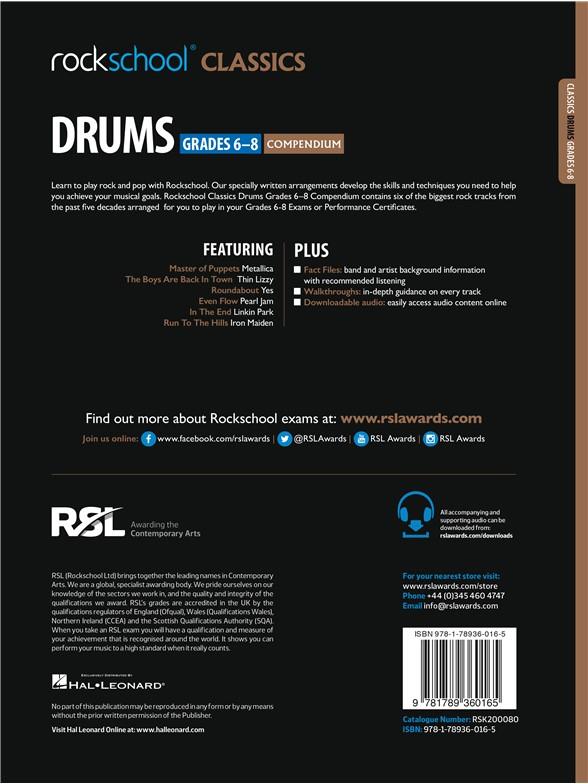 Rockschool Classics Drums Grades 6-8 Compendium - 2018+ - noty pro bicí soupravu