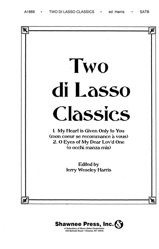 Two Di Lasso Classics (SATB)