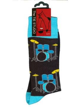 Tie Studio: Blue & Yellow Drumkit Socks - Size 6-11