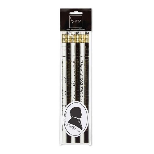 Pencil set Beethoven (6 pcs) - black - white (6 pieces per packing unit)