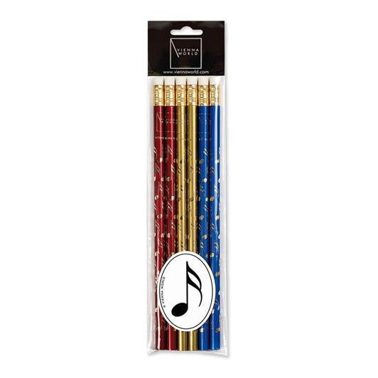 Pencil Set - Notes (Coloured 6 Pack) - red/gold/blue (6 pieces per package)
