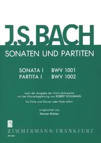 Sonaten und Partiten BWV 1001/1002 Heft 1 - nach der Ausgabe der Violin-Solowerke von R. Schumann - příčná flétna a klavír